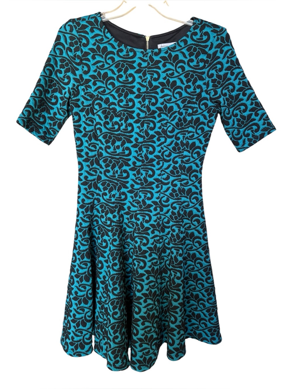 Danny & Nicole Teal and Black Textured Dress